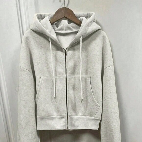 Apricot Casual Women's Hooded Sweatshirt With Drawstring - Picture 4 of 4